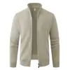 Nuevo suéter de chenilla con cuello alto y forro polar para hombre de otoño e invierno, cárdigan de punto, chaqueta casual de moda talla grande