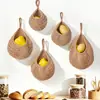 Cesta de armazenamento de corda de algodão pendurada tecida à mão, conjunto de três peças para decoração de parede da cozinha, multifuncional e prática para armazenamento de frutas e vegetais
