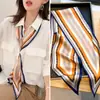Bufanda Larga Pequeña de Seda para Mujer Verano Cuello Elegante Moda Corbata Cinta para el Cabello Bolsa Diadema Combinación Camisa Cinturón de Cuello Cinturón