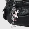 Ins Dulce Femenino Estilo Universitario Vidrio Flor Oso Lazo Fresa Corazón Alas Llavero DIY Colgante de Bolsa