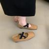 Zapatos Mary Jane de punta cuadrada y boca baja para mujer, primavera y otoño de 2024, estilo francés, retro, suaves, con diseño de hada