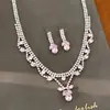 Brincos de pingente de gota d'água de zircônia colar corrente para clavícula estilo vestido de noite moda para o dia a dia joias versáteis transfronteiriças europeias e americanas