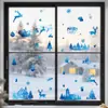 3 Hojas/Set Pegatinas Estáticas Navideñas Nuevas para Ventana Dibujos Animados Lindo Papá Noel Muñeco de Nieve Pegatinas Decorativas para Ventana de Cristal