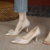Zapatos de Mujer de Piel Genuina Puntiagudos Talla Pequeña 313233 Negros Tacones Altos Nuevo Estilo de Mujer Tacón de Aguja Zapatos Profesionales para el Trabajo