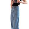 Jeans Vintage de Rayas Verticales de Pierna Recta para Mujeres Petites, de Tiro Alto, Holgados, Adelgazantes, Versión Estrecha, Pantalones Casuales de Pierna Ancha hasta el Suelo