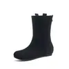 24 Botas de Moda Sencillas Negras de Otoño 2026 Comercio Exterior Otoño Nuevo Estilo Europeo y Americano Gamuza Punta Redonda Cremallera Trasera Oculta Aumento de Altura