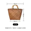 Bolso de Paja con Mango de Bambú Personalizado para Mujer Verano Retro Hecho a Mano Tejido de Bambú Procesamiento OEM Bolso Tote Tejido