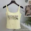 0420# Primavera y Verano Nuevo Verano Ropa Exterior Top Interior Dulce Picante Lazo Estampado de Letras Camisola Chaleco para Mujer