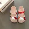 Zuecos de peluche de gatito de dibujos animados con suela gruesa poco profunda para mujer, sandalias planas de moda de verano de estilo simple, zapatos casuales de doble uso