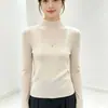 Suéter de punto tipo pullover morado, ajustado, de cuello medio alto, para mujer, suave y cómodo, de cintura alta, único, adecuado como capa interior para otoño e invierno.