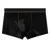 Ropa interior para hombre Huajielong de nailon y seda helada, color liso, al por mayor, de cintura media, talla grande, transpirable, calzoncillos tipo bóxer para hombre, se puede enviar directamente