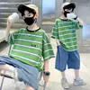 Camiseta de Verano de Manga Corta para Niños 2026 Nueva Ropa de Verano para Niños, Algodón Puro Manga Media Marca de Moda para Niños Mayores