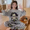 Conjunto de Pijama de Modal para Meninas para Primavera e Outono 2026 Novo Design Fino de Desenho Animado para Crianças Maiores, Roupa de Casa para Ar Condicionado