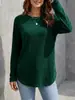 Outono/Inverno 2026 Nova Roupa Feminina Transfronteiriça Europeia e Americana Cor Sólida Casual Solta Gola Redonda Bainha Curva Alta-Baixa Blusa Feminina