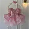 Falda de Florista con Lazo Grande con Capa Vestido de Princesa para Baile Falda para Fiesta de Cumpleaños de Bebé Falda Brillante