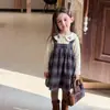 (Novidades 22.09)Vestido de Inverno para Meninas Vestido com Alça de Renda Infantil Saia Estilosa para Bebê