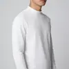 Camiseta básica masculina de manga longa, algodão puro, estilo americano moderno, marca minimalista, cor preta, gola semi-alta, da moda e versátil