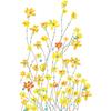 FX-E114 Pequeñas flores amarillas frescas, arbustos de flores, dormitorio, mesita de noche, porche, hogar, decoración de pared, pegatinas de pared autoadhesivas
