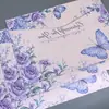 Papel de carta morado lila con mariposas, regalo fresco y hermoso, mensaje escrito a mano, alto valor estético, papel de carta engrosado, un recuerdo para amigos