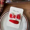 Novo Estilo Coreano Vermelho Doce Laço Novo Ano Grampo de Cabelo Crianças Tecido Feito à Mão Lateral Franja Clipe
