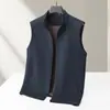 Chaleco Casual para Hombre para Otoño e Invierno, Chaleco de Punto de Mezcla de Lana con Cuello Alto, Chaqueta sin Mangas Juvenil con Forro de Cachemira