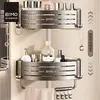 Estante de Almacenamiento para Baño Sin Perforaciones Baño Triángulo Ducha Inodoro Almacenamiento Montado en la Pared Estante de Pared para Inodoro