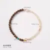 Pulsera de Doble Círculo de Sándalo y Cristal Amarillo Torre 8mm Sándalo Verde, Palo de Rosa, Sándalo Dorado Pulsera para Mujer, Joyería Vintage Inspirada en Zen