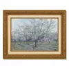 Moldura Dourada Retrô Campo de Pessegueiros em Flor de Van Gogh Céu Estrelado Estilo Pintura a Óleo Sala de Estar Entrada Pintura de Parede Emoldurada Pintura Decorativa Personalizado