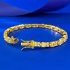 Mu Jing Joyería Transmisión en Vivo Nuevo Plata S925 Chapado en Oro Lujo Incrustado 4*6mm Huevo de Paloma Diamante Completo Diamante Amarillo Ovalado Pulsera para Mujeres