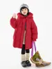 Chaqueta de plumas de longitud media personalizada para niños del fabricante original, Abrigo cálido de invierno para niñas con 90% de plumón de pato, Personalización transfronteriza