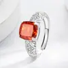 Anillo de Cubo de Azúcar Cortado Flor de Hielo de Piedra Preciosa Colorida Más Vendido en Tiktok, Diamante de Alto Carbono Súper Brillante, Anillo Chapado en Oro Real, Dropshipping de Transmisión en Vivo