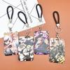 Conjunto de tarjetas periféricas de animación para estudiantes del campus con cordón para colgar en el cuello, deslizante, de plástico rígido, para control de acceso al metro, bolsa para credenciales para hombres