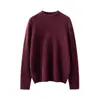 Suéter Novo Estilo Solto Quente Seda de Amora Caxemira Simples Tricotado Pulôver Suéter Feminino Gola Alta Parcial Cor Pura Base