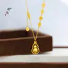 El Mismo Estilo que la Tienda Dorada Puzuo's Colgante de Calabaza Dorada Arena Paz y Alegría Collar con la Palabra'' y Borlas, en un Estilo Retro Chino Tradicional, Cadena para Clavícula, Regalo para Novia