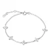 Pulsera de Plata de Ley S925 Chapada en Oro de 18K con Trébol de Cuatro Hojas y Cielo Estrellado, Estilo Japonés y Coreano, Simple y Elegante, Joyería de Mano de Alta Gama y Exquisita