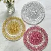 Plato Redondo de Vidrio Electroplateado con Relieve Estilo Europeo, Plato de Postre de Vidrio de Alto Valor Estilo Occidental, Plato de Desayuno, Plato de Fruta