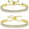 Pulsera de Tenis de Circonita Simple y de Moda de 4 mm para Mujer, Ajustable con Cordón Deslizante, Joyería Versátil, Best-Seller Transfronterizo Europeo y Americano