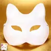 Máscara Facial de Gato de Pulpa de Papel Media Cara DIY Pintada a Mano Máscara de Ópera de Pekín Zorro en Blanco Graffiti Infantil Máscara Blanca en Blanco de Cara Completa