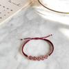 Pulsera de Cuerda Roja Tejida a Mano con Cristal de Fresa Natural DIY Hecha a Mano Creativa Retráctil Moda Simple Elegante