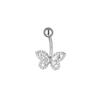 AliExpress Amazon Explosions Aço Inoxidável Umbigo Unhas Borboleta Asas Zircão Umbigo Anel Body Piercing Jóias