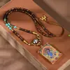 Novo Colar de Pérolas Retrô Tecido à Mão Estilo Xizang Cordão com Pingente Thangka Cordão Zakilam Cordão para Pescoço Estilo Xizang Pescoço