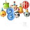 Set de Globos de Números de Dibujos Animados, Sombrero, Animal, Globo de Papel de Aluminio 3D 4D, Globo de Decoración para Fiesta