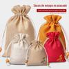 Bolsa de Linho com Cordão para Guardar Xícaras de Chá, Joias e Acessórios; Bolsa de Cordão para Joias, Pulseiras e Contas; Bolsa da Sorte