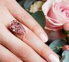 Anillo de topacio rosa cristalino con forma de pera de gota de agua, nuevo de venta caliente, joyería de mano femenina exagerada europea y americana