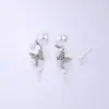 Pingente Borboleta Cravejado com Diamantes Vintage Agulha de Prata Brincos de Pérola para Mulheres, Brincos de Tarraxa com Franjas de Luxo Leve de Alta Qualidade, Modernos e Versáteis