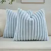 Funda de cojín suave con rayas verticales al por mayor transfronteriza funda de almohada para sofá cama cabecera dormitorio oficina cojín lumbar de color liso en stock