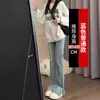 Calças Femininas 2024 Novidades Explosivas Primavera e Outono Jeans Micro-bland Calças de Boca de Sino Pequena Femininas Cintura Alta Emagrecedoras