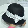 Sombrero de Paja con Lazo de Puntos Dulces Japoneses para Mujer, Verano, Elegante, Cara Descubierta, Sombrero de Cuenca Pequeña, Sombrero de Sol para Vacaciones en la Costa, Sombrero de Playa