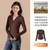 Camada Base Feminina Outono e Inverno 10A Antibacteriana Gola V Slim Fit Camisa Henley Estilosa Manga Longa Top Quente para Mulheres