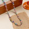 Collar de cristal de circonita de color caramelo para San Valentín, joyería ligera de lujo de alta gama, collar de arcoíris para la clavícula, tendencia nicho de Ins para mujer